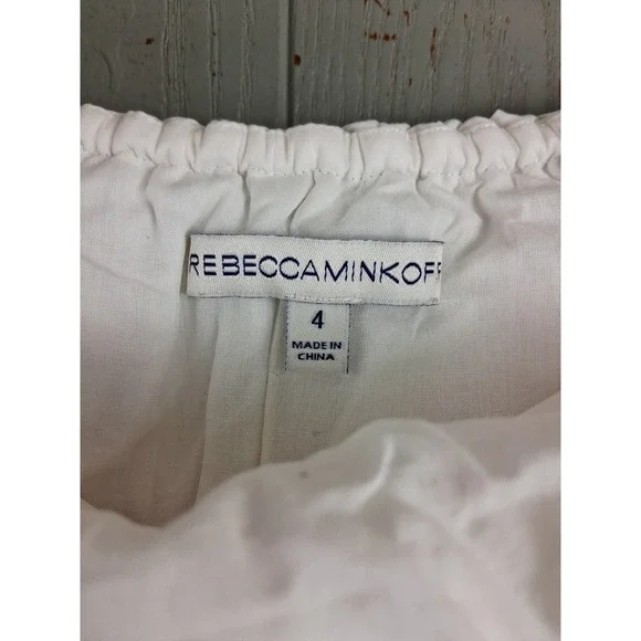 Rebecca Minkoff Dena Heiler Dress Size 4 White Red Off Shoulder Mini Date Night - Picture 7 of 12